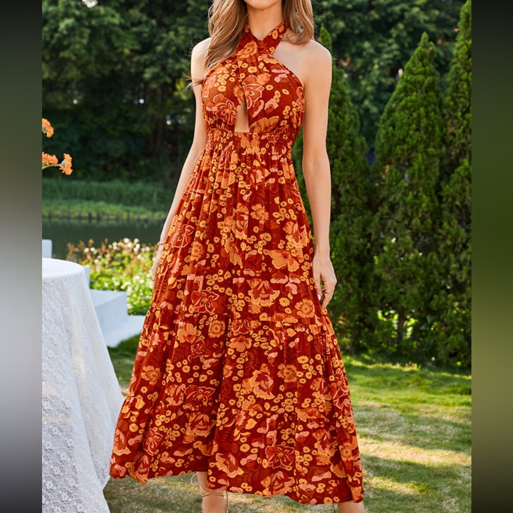 CUPSHE Allegra Backless Tie Elastic Waist A-Shape Dress